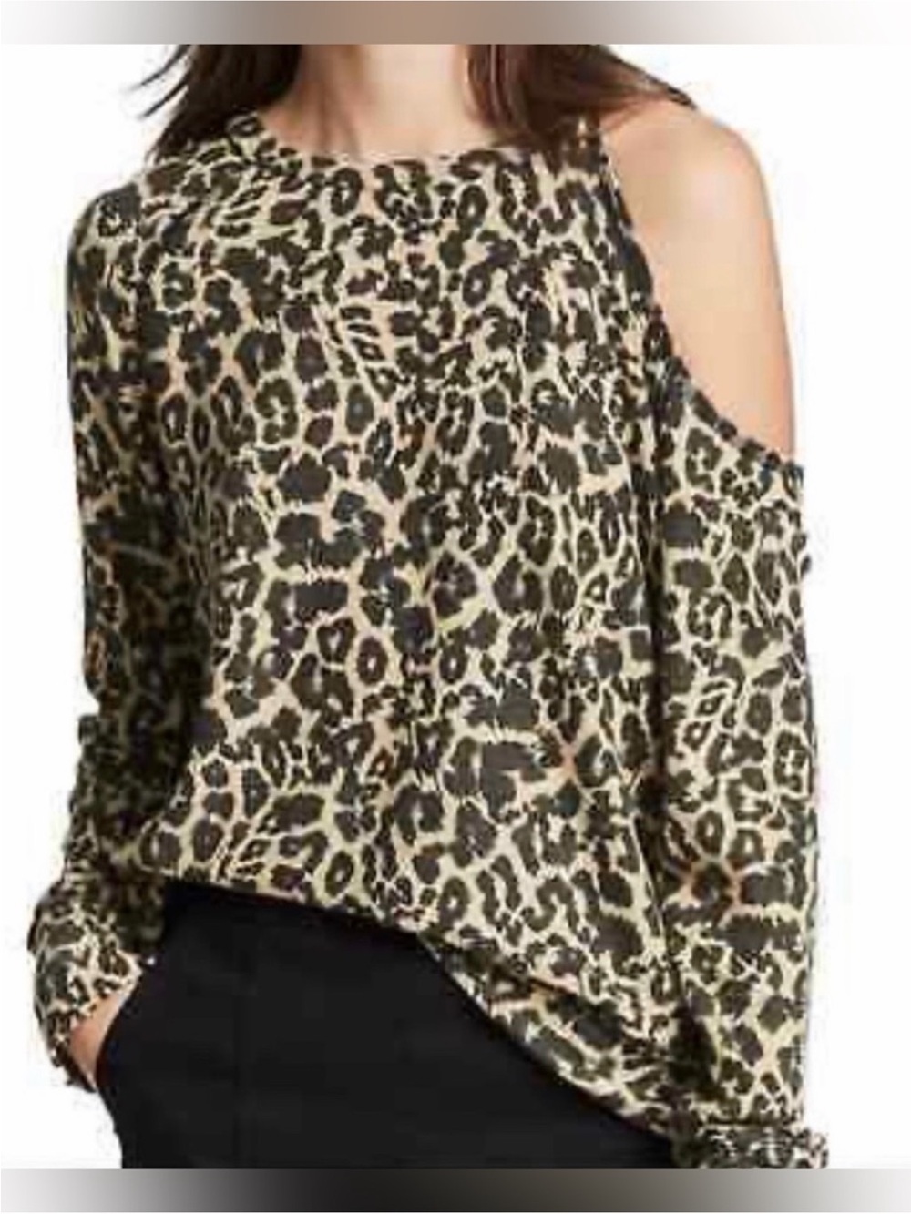 LNA Leopard Cold-Shoulder Women's Top - Animal Print. Size small
